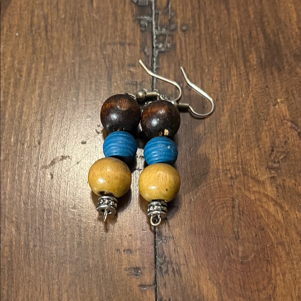 Handcrafted Wooden Bead Earrings 591